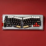 Vibrant Red Fox PBT Keycaps Set, a premium custom mechanical set with striking stylized Japanese fox art and durable legends.