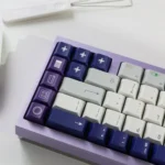 Retro Camera Keycaps PBT dye-sub set shown from artistic angles. Muted accents highlight the durable vintage camera aesthetics.