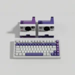 Close-up of Retro Camera Keycaps Set from various angles, showcasing the vintage PBT dye-sub design in muted accent, inspired by photographic design.