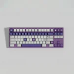 Retro Camera Keycaps Set: Artistic side view of durable PBT dye-sub set. Muted hues highlight vintage camera aesthetic.