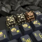 Premium handcrafted Retro Fortune Cat Keycaps, showcasing intricate details and a brilliant polished finish.