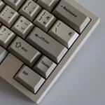 A close-up view of the SAW Retro PBT Keycaps Set, showcasing their premium sculpted profile and vintage aesthetic, perfect for a classic keyboard.