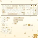 Playful Pixel Rilakkuma PBT Dye-Sub keycaps set, showcasing charming pixelated Rilakkuma and Kaoru. Highlights the whimsical, cozy aesthetic.