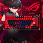 Exclusive Republic of Gamers: Se7en Keycap Set, showcasing vibrant colors, dynamic motifs, and subtle ROG branding for an artistic gaming setup.