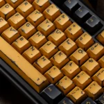 Close-up views of the unique Erosion Battle-Damaged Rust PBT Keycaps Set, showcasing intricate weathered industrial textures and post-apocalyptic charm.