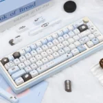Pixel Cat Sea Salt PBT Keycap Set main image, highlighting unique pixel art cats in tranquil sea salt colors. Captures nostalgic charm and playful design.