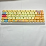 Vibrant 108-key SpongeBob PBT Dye-Sub MOA keycap set featuring iconic characters for a playful, immersive keyboard experience.