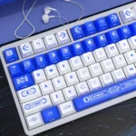 Premium Star Moon side-printed PBT keycap set for gaming. Detailed views showcase mystical night sky design and sleek, minimalist legends.