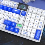 Star Moon side-printed PBT keycap set, multi-angle view. Highlights mystical night sky legends, sleek design, and premium quality for gaming.