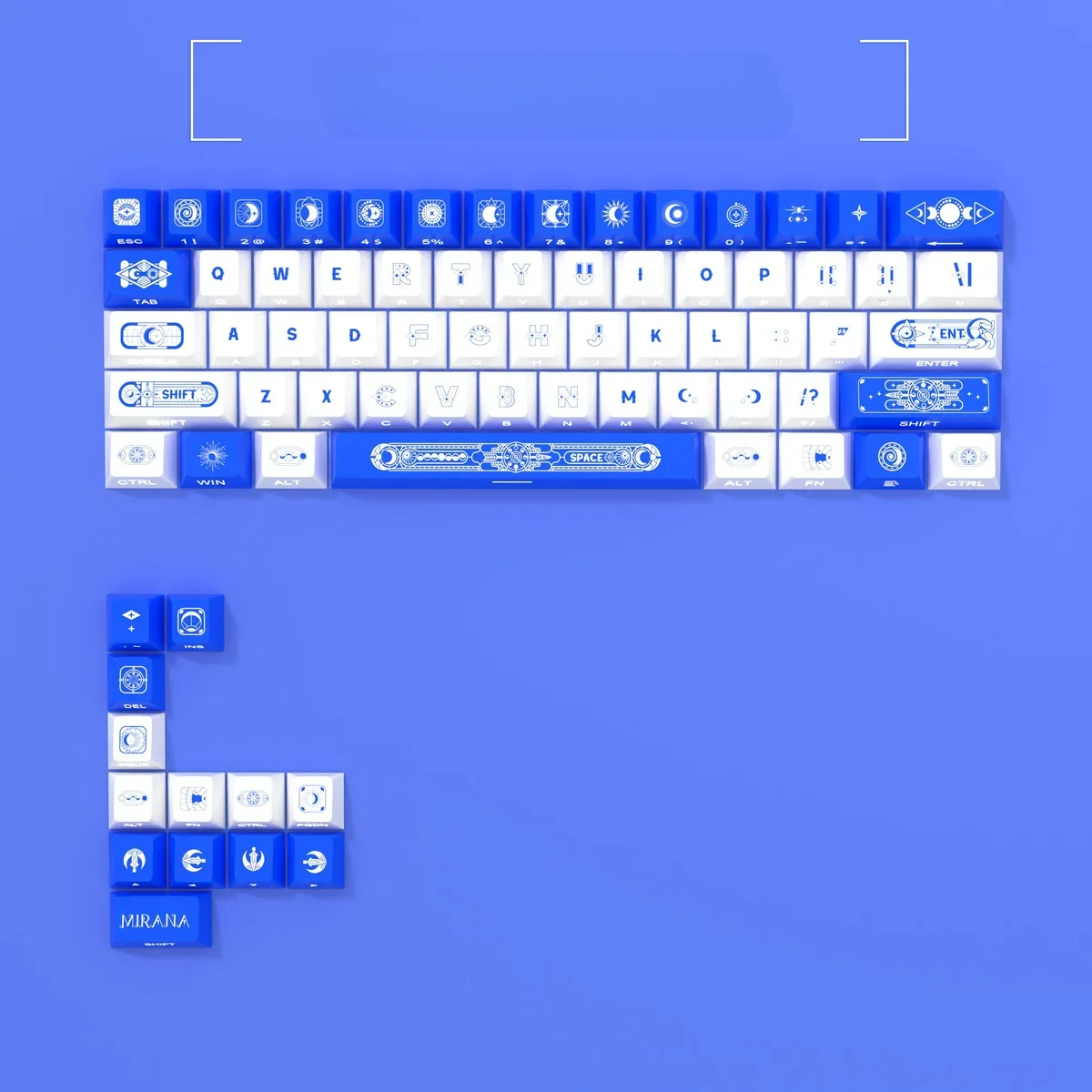 A premium Star Moon side-printed PBT keycap set, displaying its mystical sky legends and sleek, modern design. Optimized for gaming keyboards.