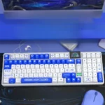 Main image of the premium Star Moon side-printed PBT keycap set, highlighting its mystical night sky theme and sleek, minimalist legends for gaming.