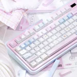 Sugar Weave Summer Series Keycap Set feature 'Sugar Woven Summer' design, delicate pastels, whimsical motifs, unique angle, tranquil art.