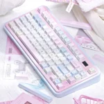 Sugar Weave Summer Series Keycap Set embody the 'Sugar Woven Summer' design, featuring pastel keys, summer motifs, and tranquil artistic aesthetic.