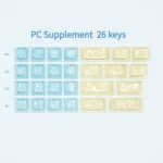 Whimsical Summer Kitty 26-key PC supplement set, displaying playful translucent cat designs, neatly boxed to enhance your keyboard.