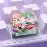 Close-up views of the Pokemon: Sylveon & Friends Transparent Keycap, showcasing intricate details and pastel tones from various angles.
