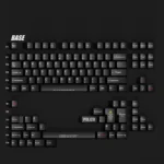 A detailed view of the premium tactical PBT keycaps set, highlighting their rugged design and crisp, durable legends from a unique perspective view.