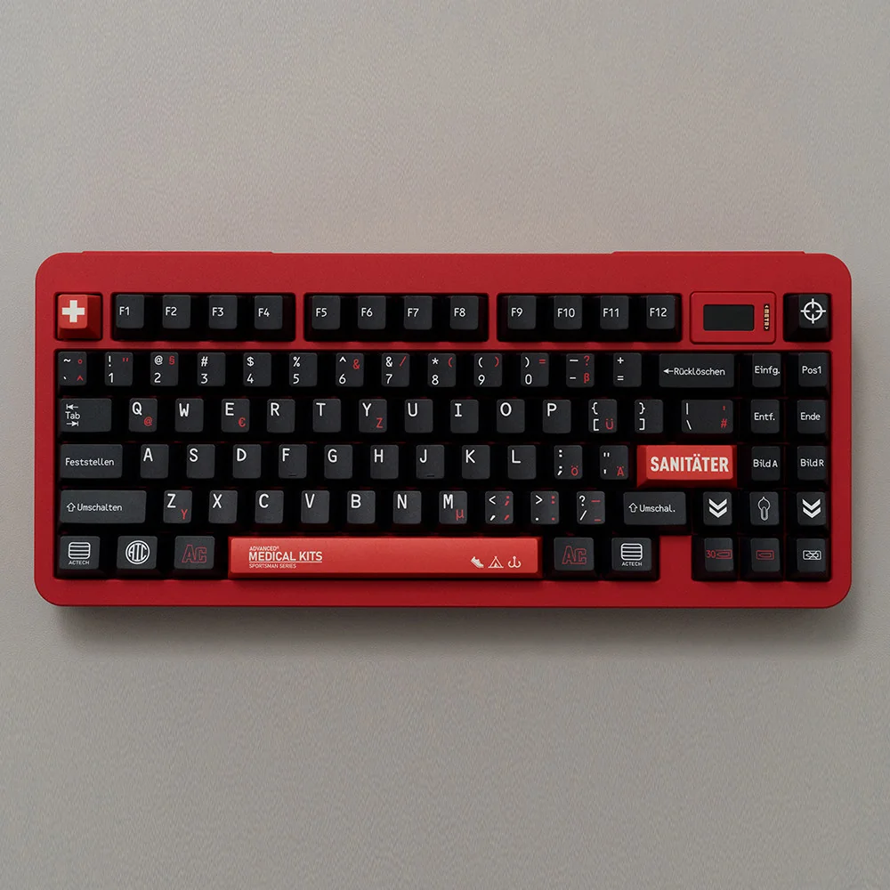 Main image of a premium Tactical PBT Keycap Set, highlighting its rugged, military-inspired design and ultra-durable PBT construction for intense gaming setup.