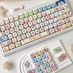 Vibrant Teletubbies Garden 114-key keycap set in a playful, bringing nostalgic joy to your mechanical keyboard.
