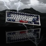 Thor's Thunderous Might 142-Key Mechanical Keycap Set. Dynamic Mjolnir, lightning motifs, premium artistic, embodying Thor's might.