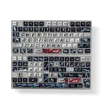 A premium Thor keycap set (142 keys) from a unique angle, showcasing vibrant Mjolnir and lightning motifs, embodying thunderous artistic power.