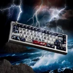 Thor's Thunderous Might 142-key mechanical keycap set, showcasing dynamic Mjolnir and lightning motifs for a premium Thor-inspired keyboard.