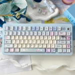 Dreamy Tipsy Bubbles PBT Dye-Sub Keycaps Set showcasing soft pastel gradients and ethereal bubble patterns, an artistic and whimsical keyboard accent.