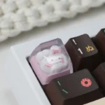 Whimsical Cotton Bunny Transparent Resin Keycap, handcrafted with delicate epoxy, featuring a cute bunny for a unique ESC accent on a mechanical keyboard.