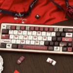 Velvet Secret Realm PBT keycap set: close-up view revealing the unique dye-sub design, luxurious deep hues, and mysterious elegant details.