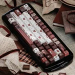 Original 145-key Velvet Secret Realm PBT keycap set, showcasing luxurious dye-sub designs and mysterious deep hues, elegantly boxed.