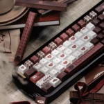 Velvet Secret Realm PBT keycap set, a luxurious and mysterious dye-sub design with deep, soft hues and intricate, elegant detailing.