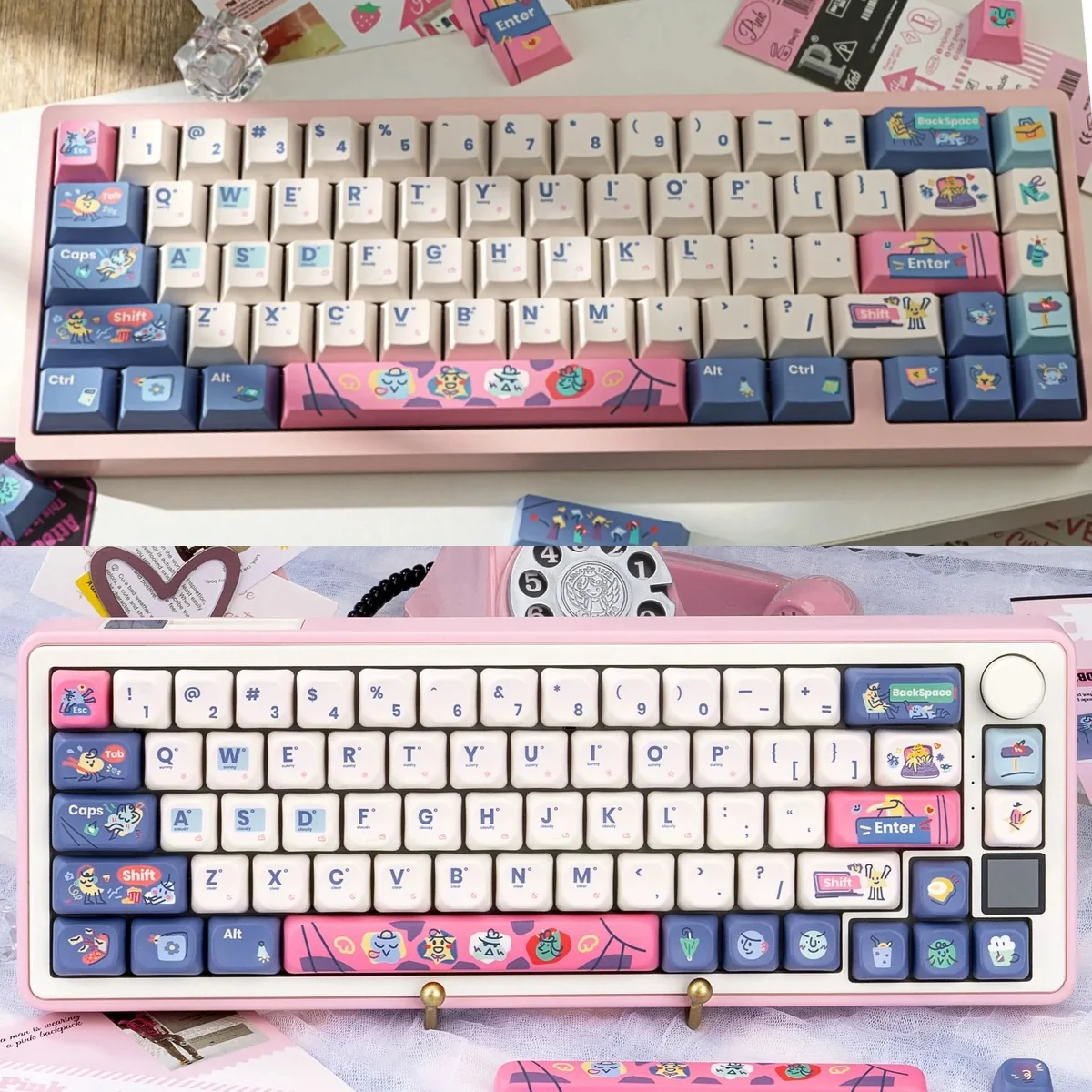 Vibrant Dopamine Keycaps PBT Dye-Sub set, showcasing a mood-boosting, high-contrast color palette for a playful keyboard.