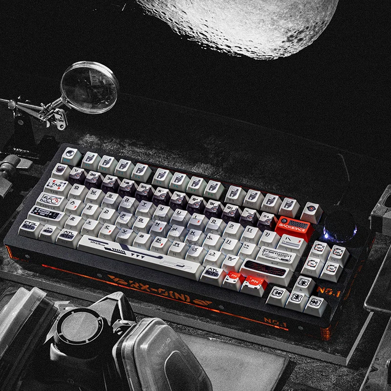 Premium Observer PBT Dye-Sub Keycap Set, featuring a sleek, futuristic aesthetic with sharp, durable legends for silent vigilance.