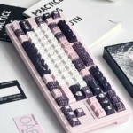 Artistic Whimsical Rabbit Glitter PBT Keycaps Set, showcasing the unique hand-painted rabbit design with sparkling, enchanting design.