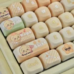Close-up of the charming Whimsical Usagi PBT MOA Artisan Keycap set, highlighting its playful Japanese rabbit design, soft pastel colors, and distinctive design.