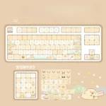 Charming Usagi PBT MOA artisan keycap set. Whimsical Japanese rabbit design with soft colors and distinctive MOA profile, shown from various angles.