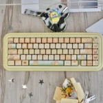 Charming Usagi PBT MOA Keycap Set, a whimsical artisan design featuring a Japanese rabbit in soft colors, perfect for custom keyboards.