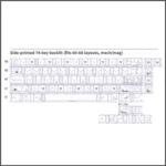 Close-up of the white Miffy PBT shine-through 74-keycap set, showcasing playful Miffy art and translucent legends, ideal for 60-65-68 keyboards.