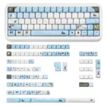 Wild Lily Notebook PBT and Transparent PC keycaps set, featuring delicate floral art, vintage journal elements, and elegant transparent accents.