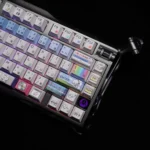 Detailed view of the Windows 98 PBT Dye-Sub keycap set for MX, highlighting vibrant retro UI elements and playful glitch art.