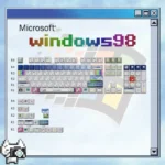 A close-up view of the nostalgic Windows 98 PBT Dye-Sub Keycap Set for MX, highlighting playful retro UI elements and vibrant design.