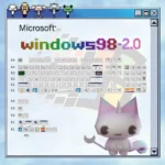 Nostalgic Windows 98 PBT Dye-Sub Keycaps Set, a playful 124-key set with high-transparency PC finish, showcasing vibrant retro UI elements and art.