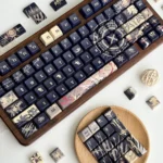 Multiple views of the premium Darknight King Keycap Set, highlighting its unique gradient and mysterious, subtly illuminated regal design.