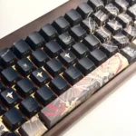 Mysterious Darknight King gradient keycap set, showcasing unique side-engraved backlit legends that emit a subtle, sophisticated glow.