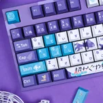 A visually stunning Yachiyo Tsukimi keycap set, showcasing its exclusive anime-themed celestial art with elegant moon and star motifs, captured from a unique design.