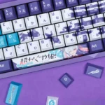 Yachiyo Tsukimi keycap set from multiple angles, featuring exclusive anime character art and elegant celestial moon motifs. Unique fantasy keyboard art.