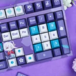 Detailed view of the Yachiyo Tsukimi keycap set, presenting exquisite celestial anime keyboard art with moon and fantasy motifs. An exclusive collection.