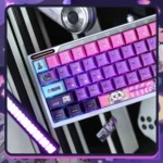A close-up view of the Rhythm Psychosis Side-Lit RGB PBT Keycaps Set, showcasing the unique glitch aesthetic and vibrant side-lit legends for dynamic design.