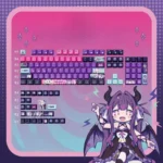 A close-up view of the Rhythm Psychosis Side-Lit RGB PBT Keycaps Set, showcasing the unique glitch aesthetic and vibrant side-lit legends from multiple angle.