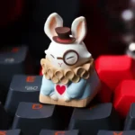 Close-up of the Fairy Tales: Alice in Wonderland Rabbit Keycaps, showcasing its whimsical fairytale aesthetic and intricate handcrafted details.