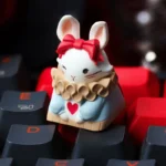 A collection of images showcasing the Fairy Tales: Alice in Wonderland Rabbit Keycaps from multiple angles, revealing its intricate fantasy design and whimsical design.